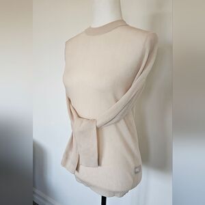 Le 31 Par Simons Cream Knit Partially Sheer Long Sleeve Top Size Medium